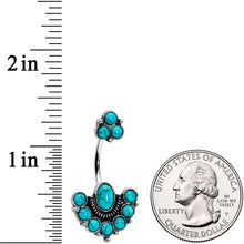 Load image into Gallery viewer, Blue Turquoise Stone Southwest Shield Double Mount Belly Ring