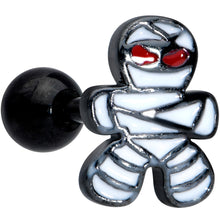 Load image into Gallery viewer, 16G 1/4 Black PVD Red Eye Mummy Halloween Cartilage Tragus