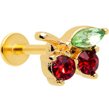 Load image into Gallery viewer, 16G 5/16 Red Gem Gold Hue Tasty Cherry Fruit Labret Monroe Tragus