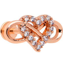 Load image into Gallery viewer, 16G 1/4 Clear CZ Gem Rosy Infinity Heart Cartilage Labret Tragus
