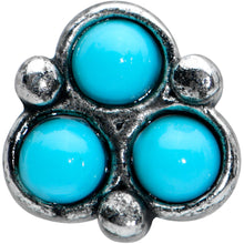 Load image into Gallery viewer, 16G 1/4 Blue Turquoise Orb Trio Labret Monroe Tragus