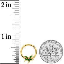 Load image into Gallery viewer, 16G 3/8 Gold Tone Tiny Ladybug Leaves Hinged Segment Ring
