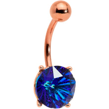 Load image into Gallery viewer, Blue Gem Rose Gold Tone Simply Elegant Style Belly Ring