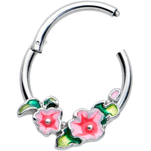 Load image into Gallery viewer, 16G 3/8 Lovely Pink Flowers Hinged Segment Ring