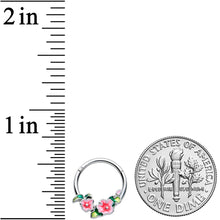 Load image into Gallery viewer, 16G 3/8 Lovely Pink Flowers Hinged Segment Ring