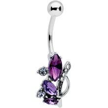 Load image into Gallery viewer, Clear Purple Gem Abstract Elegance Belly Ring
