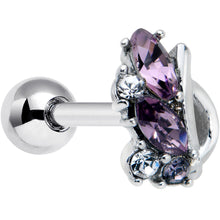 Load image into Gallery viewer, 16G 1/4 Clear Purple Gem Abstract Elegance Cartilage Tragus