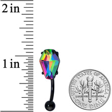 Load image into Gallery viewer, Aurora Gem Black Coffin Halloween Top Mount Belly Ring