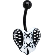 Load image into Gallery viewer, Clear Gem Black White Corset Heart Valentines Day Belly Ring