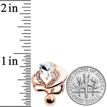 Load image into Gallery viewer, Clear Gem Rose Gold Tone Swirls Heart Top Mount Belly Ring