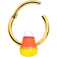 Load image into Gallery viewer, 16G 3/8 Gold Tone Candy Corn Halloween Segment Ring