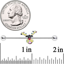 Load image into Gallery viewer, 14G Colorful Reindeer Christmas Industrial Barbell 38mm
