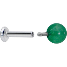 Load image into Gallery viewer, 16G 1/4 Elegant Green Jade Internally Threaded Labret Tragus