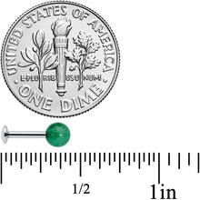 Load image into Gallery viewer, 16G 1/4 Elegant Green Jade Internally Threaded Labret Tragus