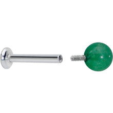 Load image into Gallery viewer, 16G 5/16 Elegant Green Jade Internally Threaded Labret Tragus