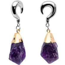 Load image into Gallery viewer, 2G Purple Stone Point Curved Taper Ear Weights