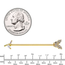 Load image into Gallery viewer, 14G Clear CZ Gem Gold Tone Glam Butterfly Industrial Barbell 38mm