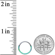 Load image into Gallery viewer, 16G 3/8 Green Synthetic Opal Wider Curve Hinged Segment Ring