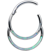Load image into Gallery viewer, 16G 3/8 Green Synthetic Opal Double Row Hinged Segment Ring