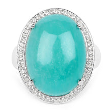 Load image into Gallery viewer, 15.09 Carat Genuine Amazanite And White Topaz .925 Sterling Silver Ring