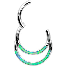 Load image into Gallery viewer, 16G 5/16 Green Synthetic Opal Double Row Hinged Segment Ring