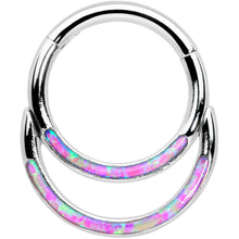 Load image into Gallery viewer, 16G 5/16 Pink Synthetic Opal Double Row Hinged Segment Ring