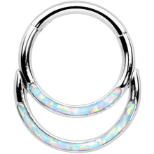 Load image into Gallery viewer, 16G 5/16 White Synthetic Opal Double Row Hinged Segment Ring