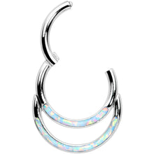 Load image into Gallery viewer, 16G 5/16 White Synthetic Opal Double Row Hinged Segment Ring