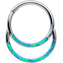 Load image into Gallery viewer, 16G 3/8 Blue Synthetic Opal Double Row Hinged Segment Ring
