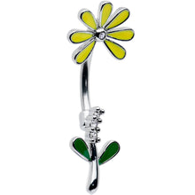 Load image into Gallery viewer, Clear CZ Gem Whimsy Daisy Flower Double Mount Belly Ring