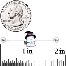 Load image into Gallery viewer, 14G Witch Hat Ghost Halloween Industrial Barbell 40mm