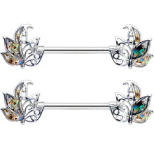 Load image into Gallery viewer, 14G 9/16 Multicolor Openwork Autumn Leaf Barbell Nipple Ring Set