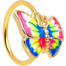 Load image into Gallery viewer, 20G 5/16 Gold Tone Bright Butterfly Nose Hoop