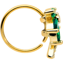 Load image into Gallery viewer, 20G 5/16 Yellow Green Gem Gold Tone Palm Tree Nose Hoop