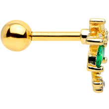 Load image into Gallery viewer, 16G 1/4 Green Gem Gold Tone Palm Tree Cartilage Tragus Earring