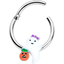 Load image into Gallery viewer, 16G 3/8 Trick or Treat Bow Ghost Halloween Hinged Segment Ring