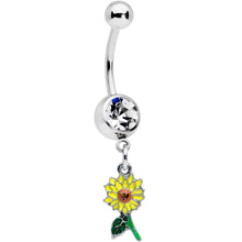 Load image into Gallery viewer, Clear Gem Cheery Sunflower Dangle Belly Ring