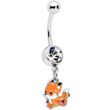 Load image into Gallery viewer, Clear Gem Cute Fall Fox Dangle Belly Ring