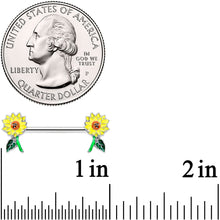 Load image into Gallery viewer, 14G 9/16 Cheery Sunflower Barbell Nipple Ring Set