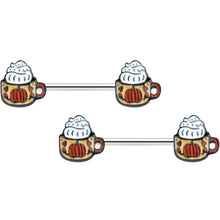 Load image into Gallery viewer, 14G 9/16 Pumpkin Spice Cappuccino Coffee Barbell Nipple Ring Set