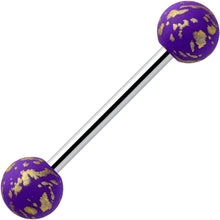 Load image into Gallery viewer, Matte Purple Splatter Pattern Barbell Tongue Ring