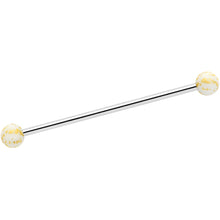 Load image into Gallery viewer, 14G Matte White Splatter Pattern Ends Industrial Barbell 38mm