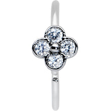 Load image into Gallery viewer, 20G 3/8 Clear Gem Tiny Flower Nose Hoop