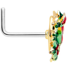 Load image into Gallery viewer, 20G 7mm Festive Bow Wreath Christmas L Shape Nose Ring