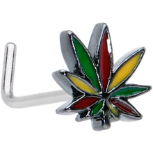 Load image into Gallery viewer, 20G 1/4 Multicolor Pot Leaf L Shape Nose Ring