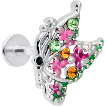 Load image into Gallery viewer, 16G 5/16 Green Orange Gem Texture Butterfly Labret Monroe Tragus