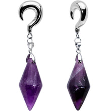 Load image into Gallery viewer, 2G Purple Stone Point Curved Drop Taper Ear Weights