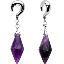 Load image into Gallery viewer, 2G Purple Stone Point Curved Drop Taper Ear Weights
