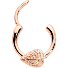 Load image into Gallery viewer, 16G 3/8 Rose Gold Tone Autumn Texture Leaf Cartilage Clicker Ring