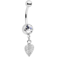 Load image into Gallery viewer, Clear Gem Autumn Lovely Textured Leaf Dangle Belly Ring